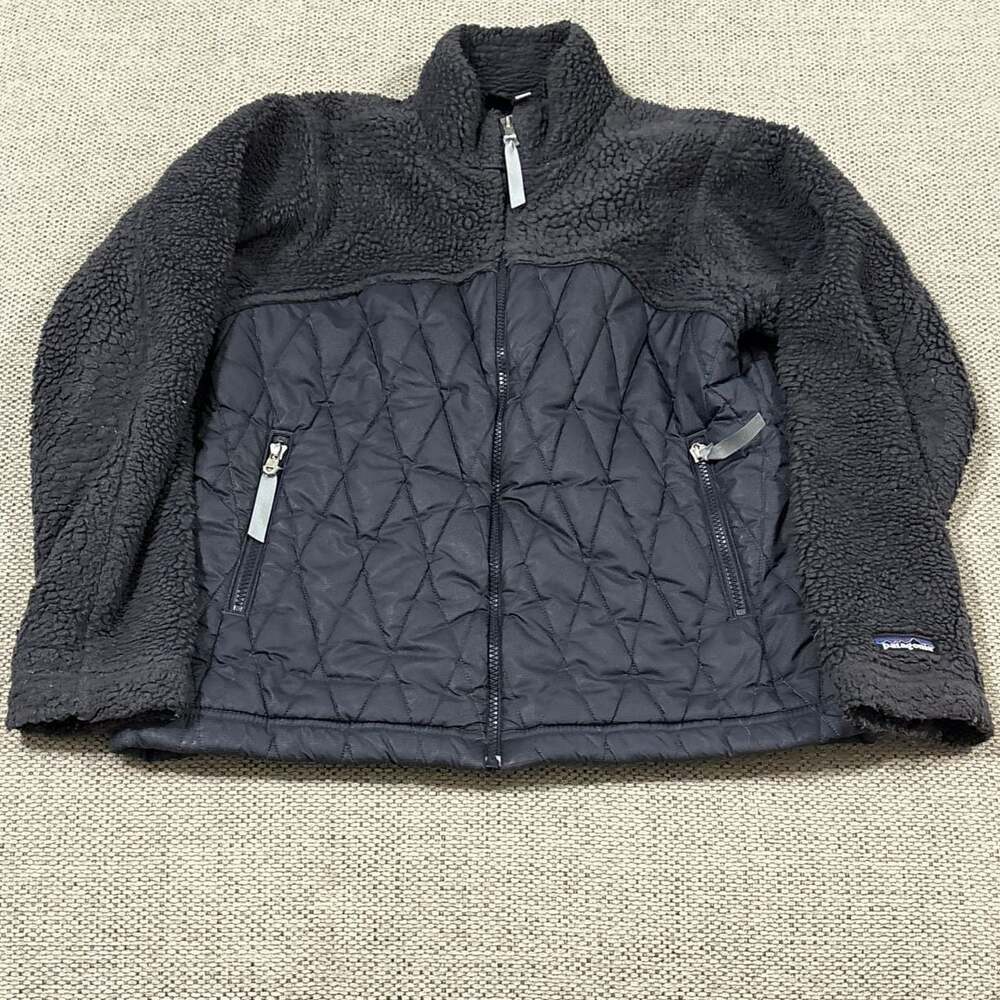Vintage Patagonia Women's Bernese Mountain Jacket Deep Pile Quilted Full Zip Gre